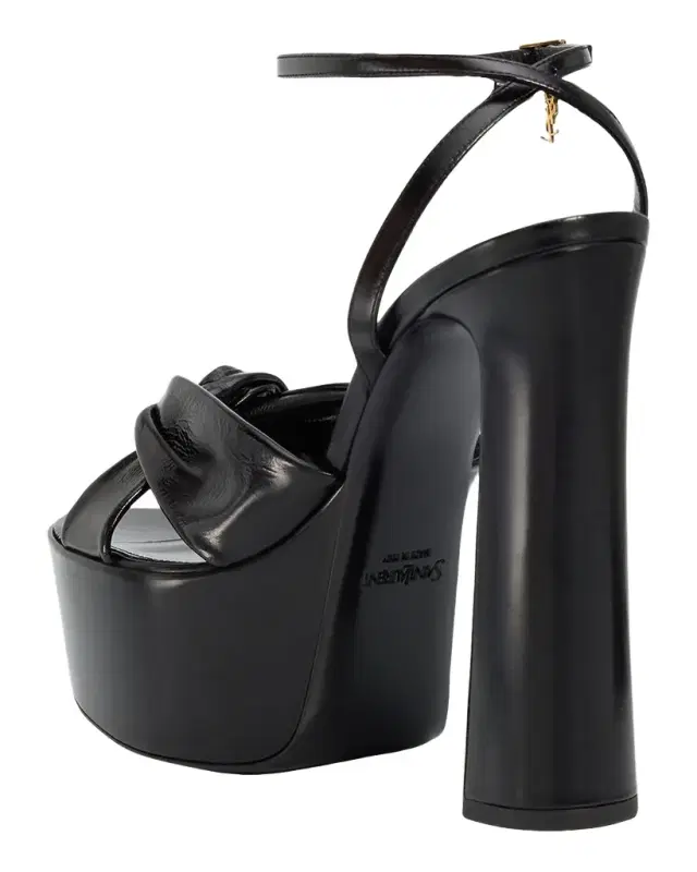 Saint Laurent 85mm BB Splendor Leather Platform Sandals