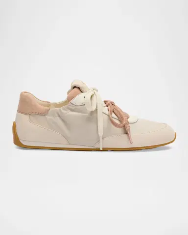 Stuart Weitzman Bond Ruched Nylon and Suede Low-Top Sneakers | Thumbnail 3 Stuart Weitzman Bond Ruched Nylon and Suede Low-Top Sneakers | Thumbnail 3