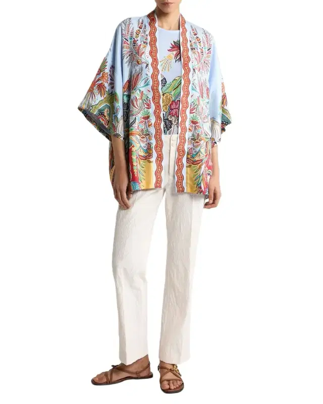 Etro Kesa Multicolor Silk Kaftan Jacket