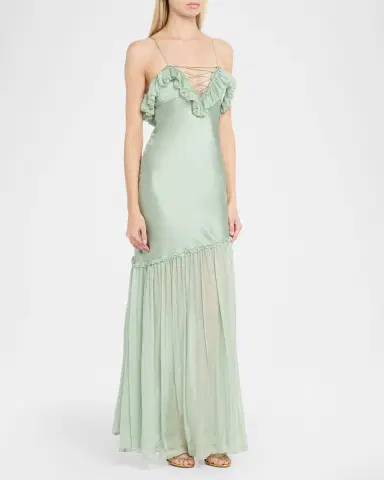 Ulla Johnson Elaria Sleeveless Silk Ruffle Gown | Thumbnail 3