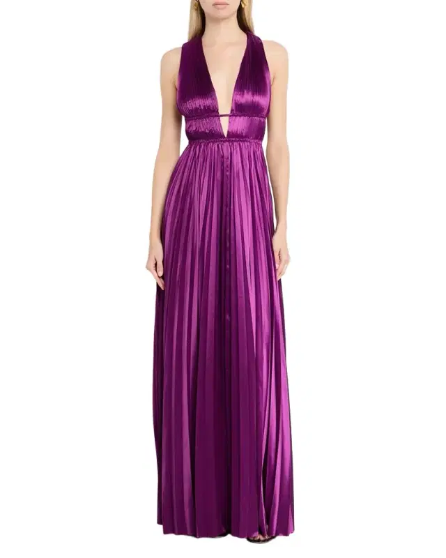 Ulla Johnson Lena Pleated Satin Gown
