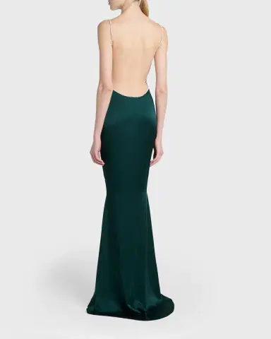 Tom Ford Crystal-Trim Backless Satin Mermaid Gown | Thumbnail 2