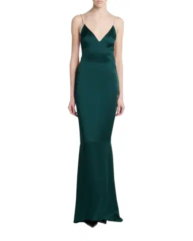 Tom Ford Crystal-Trim Backless Satin Mermaid Gown | Thumbnail 1