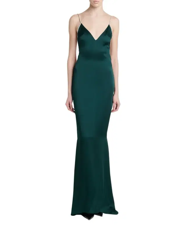 TOM FORD Crystal-Trim Backless Satin Mermaid Gown