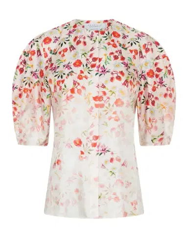 Gabriela Hearst Edify Degrade Floral Silk Puff-Sleeve Top | Thumbnail 1