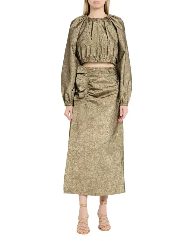 Ulla Johnson Orielle Metallic Taffeta Bomber Jacket