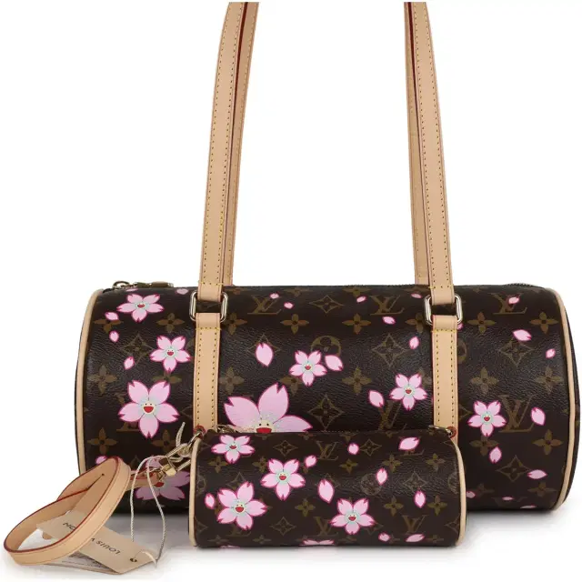 Louis Vuitton X Takashi Murakami Cherry Blossom Papillon Brown and Pink Monogram Gold Hardware