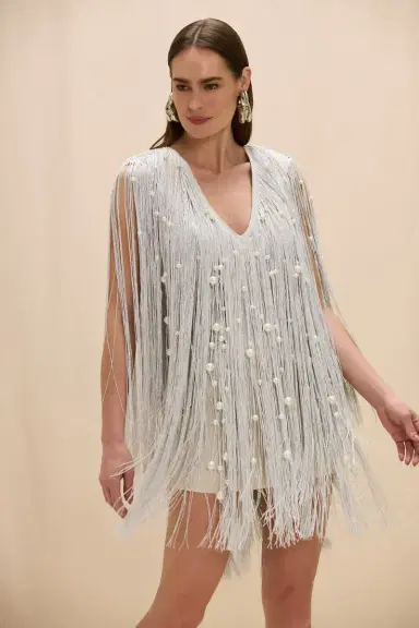 PatBo AUREA CROCHET PLUNGE MINI DRESS | Thumbnail 3