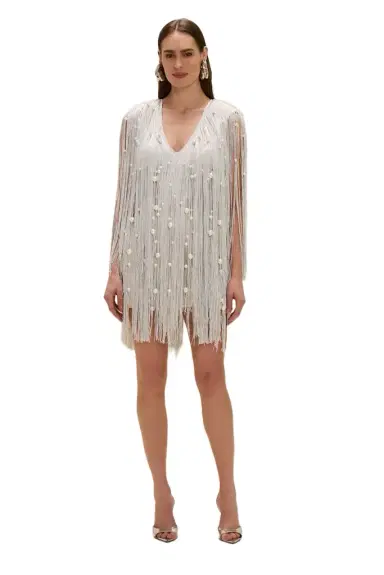 PatBo AUREA CROCHET PLUNGE MINI DRESS | Thumbnail 1