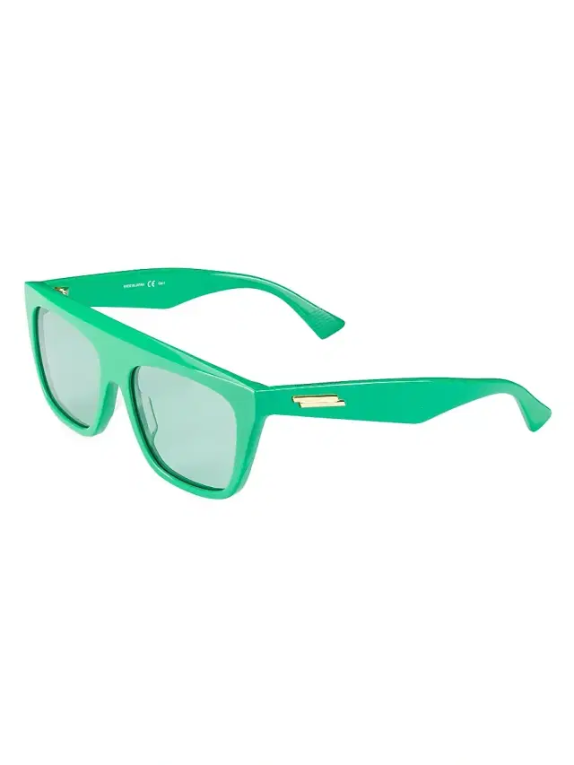 Men's 57MM Flat-Top Mask Sunglasses - Green Green Green