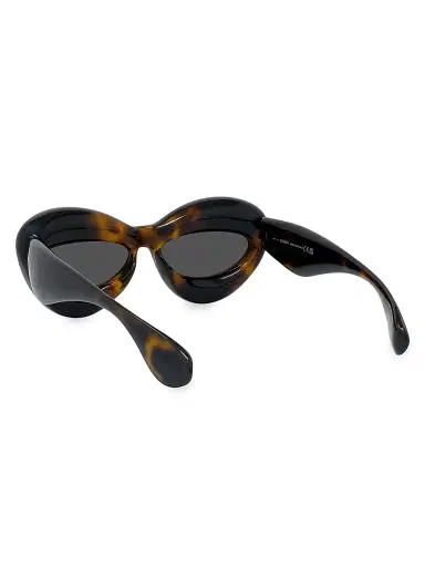 Loewe Men's 55MM Inflated Cat-Eye Sunglasses - Dark Havana Smoke | Thumbnail 4