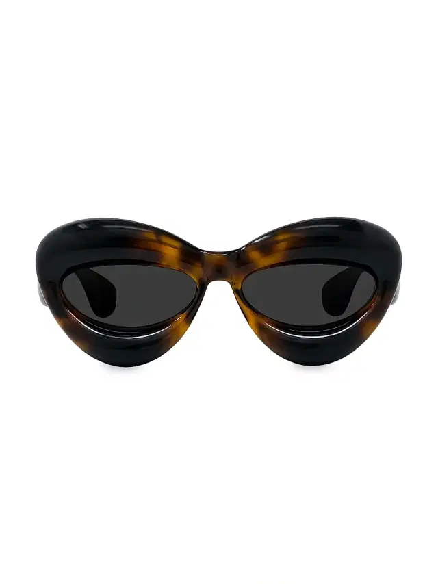 Men's 55MM Inflated Cat-Eye Sunglasses - Dark Havana Smoke