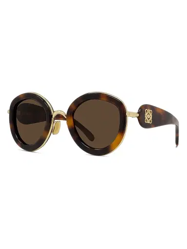 Loewe Men's Metal Round 49MM Sunglasses - Dark Havana Green | Thumbnail 2