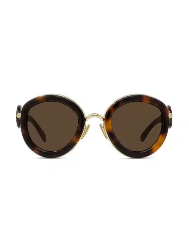 Loewe Men's Metal Round 49MM Sunglasses - Dark Havana Green | Thumbnail 1