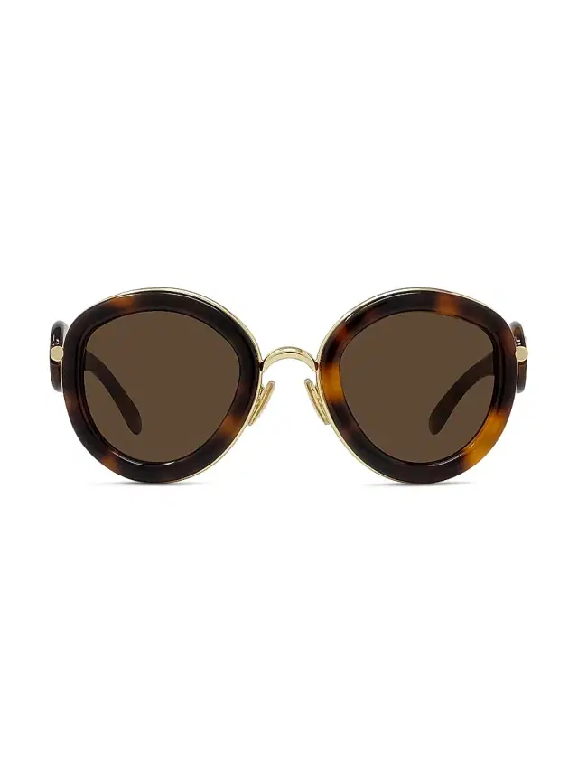 Men's Metal Round 49MM Sunglasses - Dark Havana Green Men's Metal Round 49MM Sunglasses - Dark Havana Green