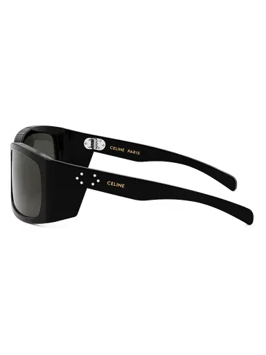 Celine Men's Bold 62MM Mask Sunglasses - Shiny Black Smoke | Thumbnail 4