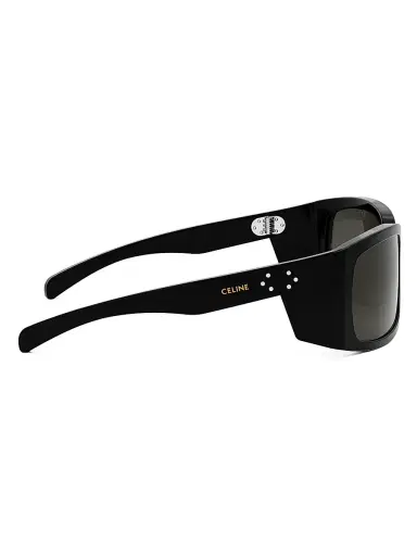 Celine Men's Bold 62MM Mask Sunglasses - Shiny Black Smoke | Thumbnail 8