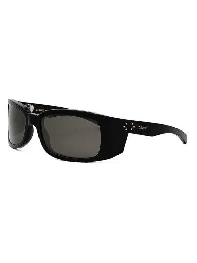 Celine Men's Bold 62MM Mask Sunglasses - Shiny Black Smoke | Thumbnail 1