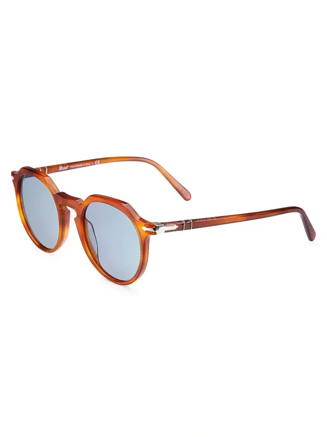 PERSOL Men's Phantos 52MM Round Sunglasses