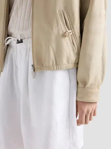 Prada Men's Nappa Leather Jacket - Beige Khaki - Size 42 | Thumbnail 6 Prada Men's Nappa Leather Jacket - Beige Khaki - Size 42 | Thumbnail 6