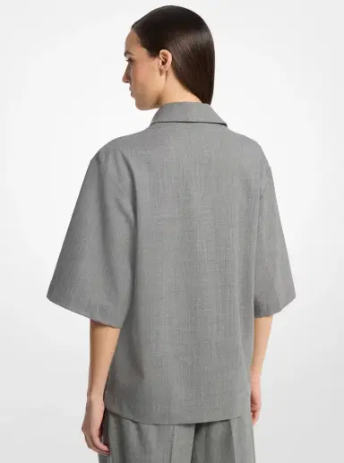 Michael Kors Collection Stretch Wool Camp Shirt in | Thumbnail 2 Michael Kors Collection Stretch Wool Camp Shirt in | Thumbnail 2