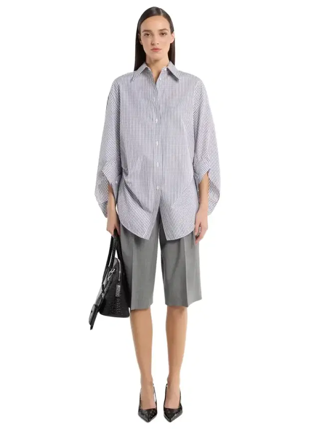 Keegan Striped Cotton Poplin Cinched Shirt