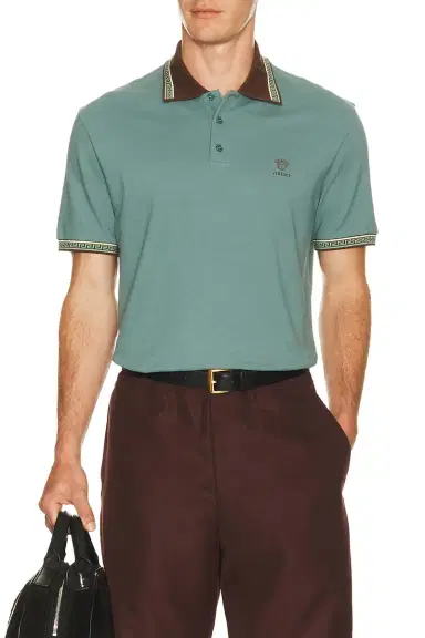 Versace Polo Piquet With Vintage Logo Embroidery | Thumbnail 1 Versace Polo Piquet With Vintage Logo Embroidery | Thumbnail 1