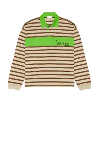 Versace Polo With Intarsia And Vintage Logo Embroidery | Thumbnail 4 Versace Polo With Intarsia And Vintage Logo Embroidery | Thumbnail 4