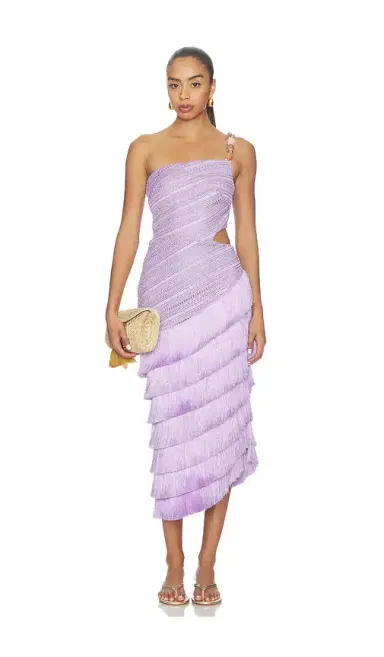 PatBo Lila Fringe Cut Out Midi Dress | Thumbnail 1 PatBo Lila Fringe Cut Out Midi Dress | Thumbnail 1