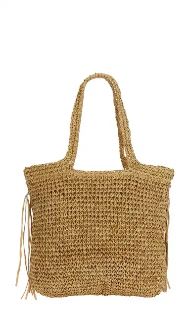 8 Other Reasons Woven Straw Fringe Tote Bag | Thumbnail 2