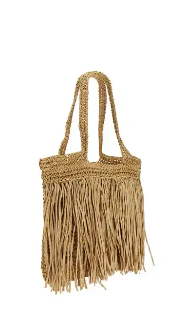 8 Other Reasons Woven Straw Fringe Tote Bag | Thumbnail 3