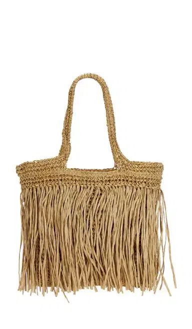 8 Other Reasons Woven Straw Fringe Tote Bag | Thumbnail 1