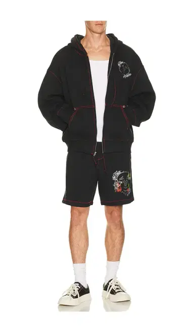 True Religion Buddha Face Big T Fleece Shorts | Thumbnail 3 True Religion Buddha Face Big T Fleece Shorts | Thumbnail 3