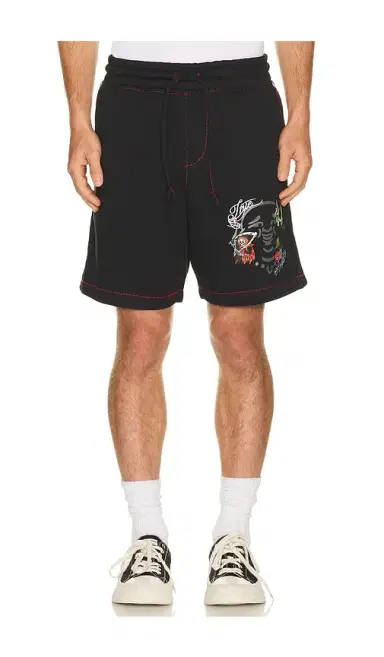 True Religion Buddha Face Big T Fleece Shorts | Thumbnail 1 True Religion Buddha Face Big T Fleece Shorts | Thumbnail 1
