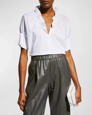 Finley Crosby Flounce Neck & Sleeve Silky Poplin Shirt | Thumbnail 3 Finley Crosby Flounce Neck & Sleeve Silky Poplin Shirt | Thumbnail 3