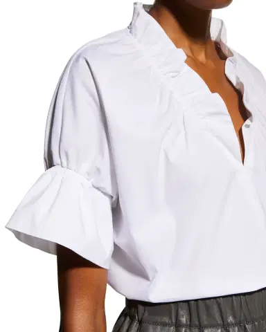 Finley Crosby Flounce Neck & Sleeve Silky Poplin Shirt | Thumbnail 4 Finley Crosby Flounce Neck & Sleeve Silky Poplin Shirt | Thumbnail 4