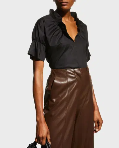 Finley Crosby Flounce Neck & Sleeve Silky Poplin Shirt | Thumbnail 3 Finley Crosby Flounce Neck & Sleeve Silky Poplin Shirt | Thumbnail 3