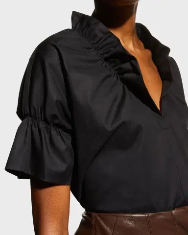 Finley Crosby Flounce Neck & Sleeve Silky Poplin Shirt | Thumbnail 4 Finley Crosby Flounce Neck & Sleeve Silky Poplin Shirt | Thumbnail 4