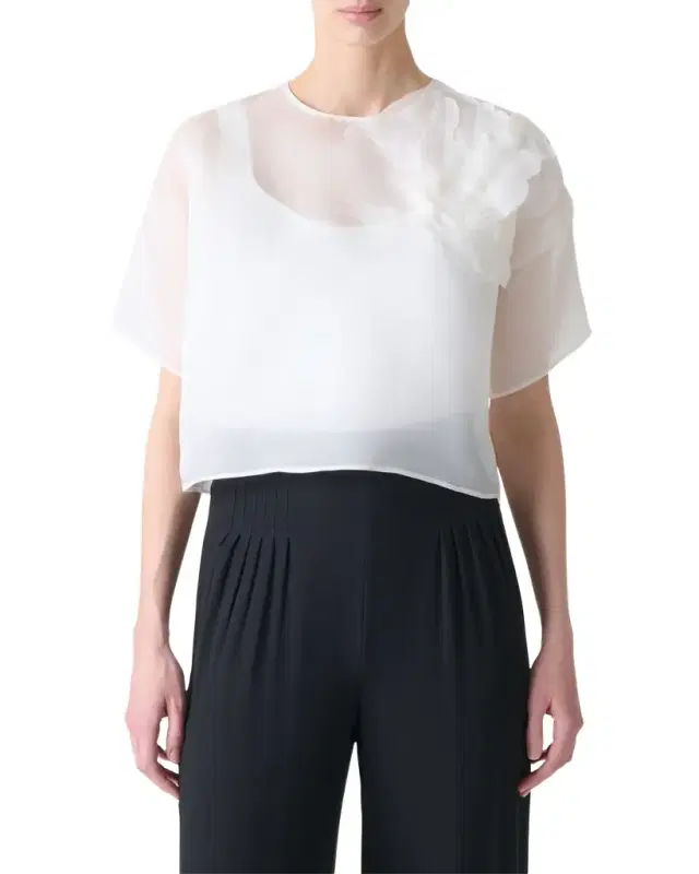 3D Anemone Silk Organza Blouse