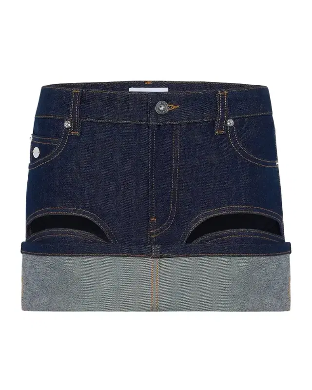 Jean Paul Gaultier Cutout Denim Mini Skirt