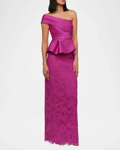 THEIA Colby Peplum Floral Lace Column Gown | Thumbnail 3 THEIA Colby Peplum Floral Lace Column Gown | Thumbnail 3