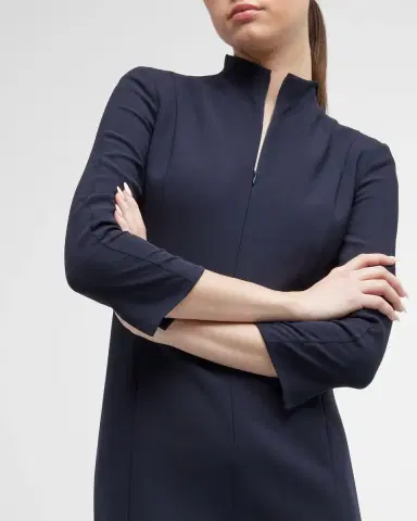 Akris Split-Neck Double-Face Wool Sheath Dress | Thumbnail 5 Akris Split-Neck Double-Face Wool Sheath Dress | Thumbnail 5