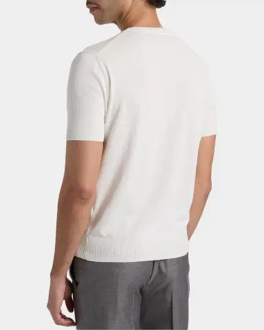 Canali Men's Cotton Knit Crewneck Short-Sleeve Sweater | Thumbnail 3 Canali Men's Cotton Knit Crewneck Short-Sleeve Sweater | Thumbnail 3