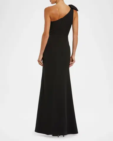Mac Duggal One-Shoulder Crepe Bow Gown | Thumbnail 2 Mac Duggal One-Shoulder Crepe Bow Gown | Thumbnail 2