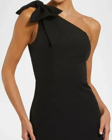 Mac Duggal One-Shoulder Crepe Bow Gown | Thumbnail 3 Mac Duggal One-Shoulder Crepe Bow Gown | Thumbnail 3
