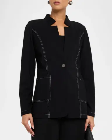 Misook Single-Button Ponte Blazer | Thumbnail 3 Misook Single-Button Ponte Blazer | Thumbnail 3