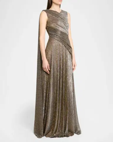 Talbot Runhof Shimmering Draped Sleeveless Evening Dress | Thumbnail 3 Talbot Runhof Shimmering Draped Sleeveless Evening Dress | Thumbnail 3