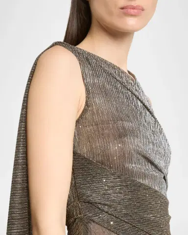 Talbot Runhof Shimmering Draped Sleeveless Evening Dress | Thumbnail 4 Talbot Runhof Shimmering Draped Sleeveless Evening Dress | Thumbnail 4