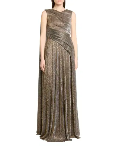 Talbot Runhof Shimmering Draped Sleeveless Evening Dress | Thumbnail 1 Talbot Runhof Shimmering Draped Sleeveless Evening Dress | Thumbnail 1
