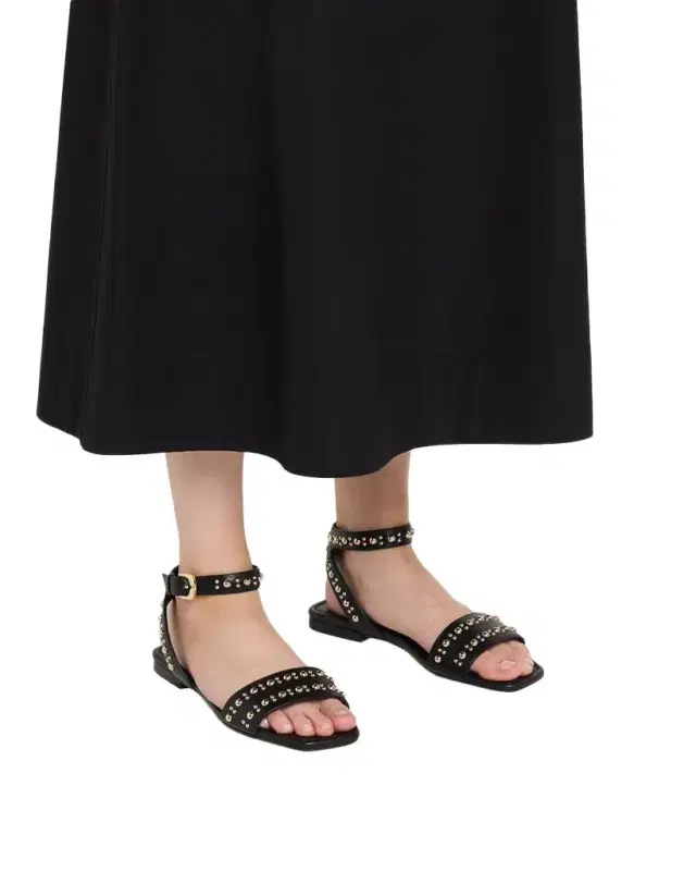Stuart Weitzman Perry Embellished Leather Flat Sandals